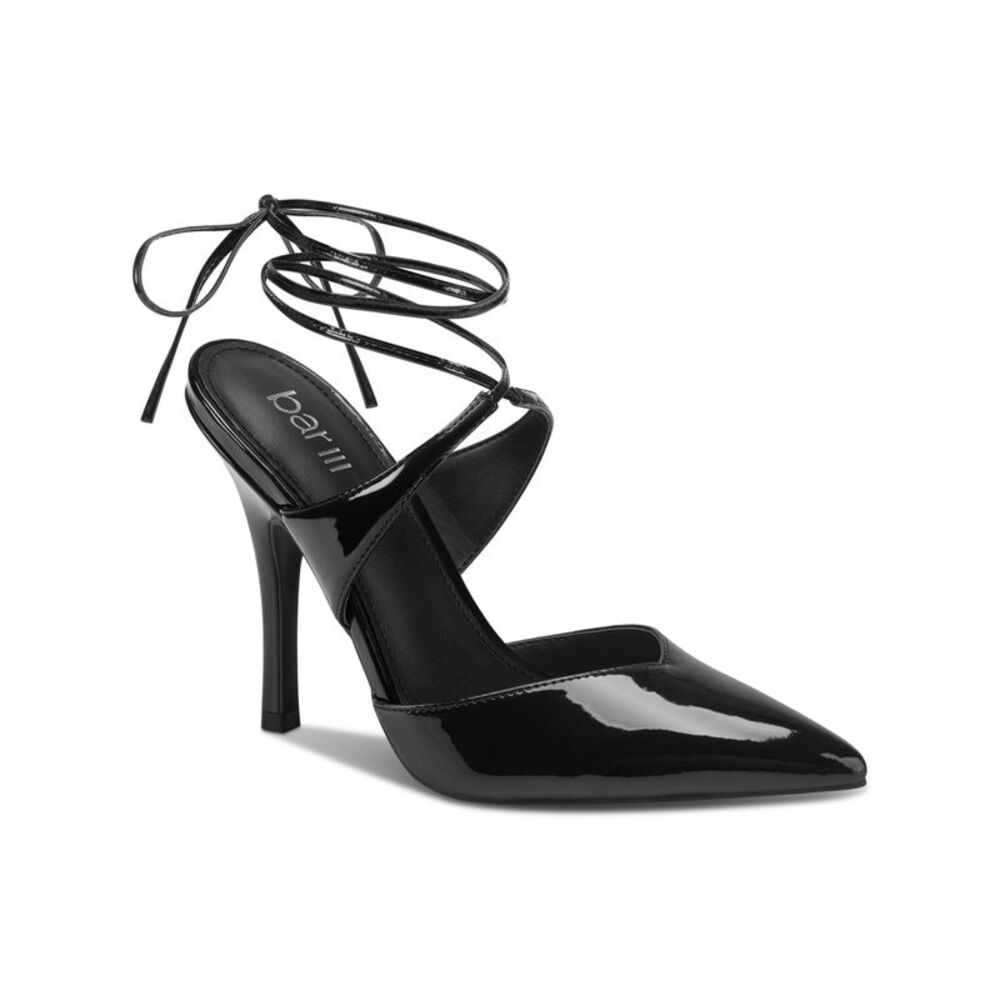 BAR III Womens Black Strappy Candace Pointed Toe Stiletto Pumps Shoes 6.5 M